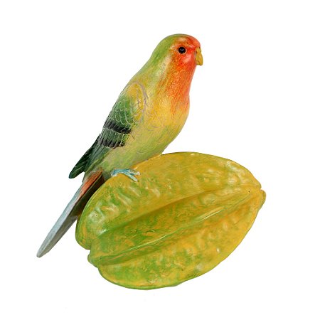 ENFEITE PASSARO CARAMBOLA EM RESINA 16,5X7,5X13CM AMARELA