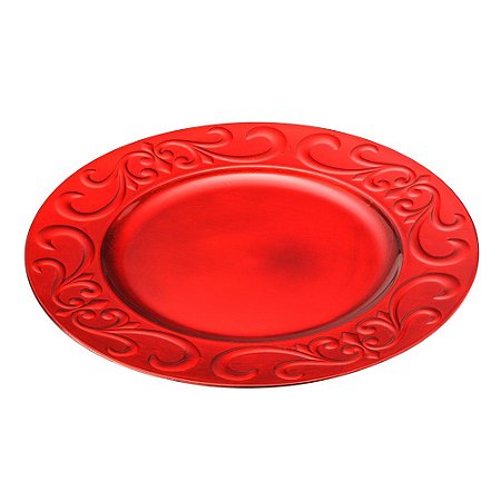 CJ 6 SOUSPLATS DE PLÁSTICO GARDEN VERMELHO 33cm