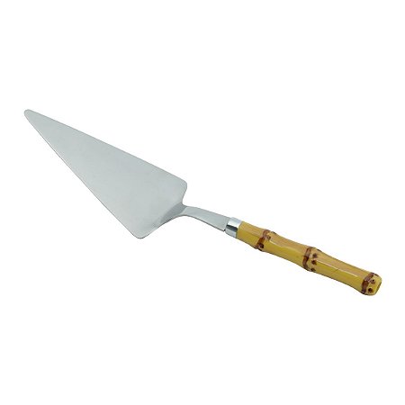 PÁ P/BOLO  AÇO INOX C/CABO  PLÁSTICO BAMBU NATURAL LUXO 28