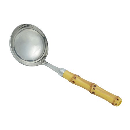 CONCHA SOPA AÇO INOX C/CABO  PLÁSTICO BAMBU NATURAL LUXO 21