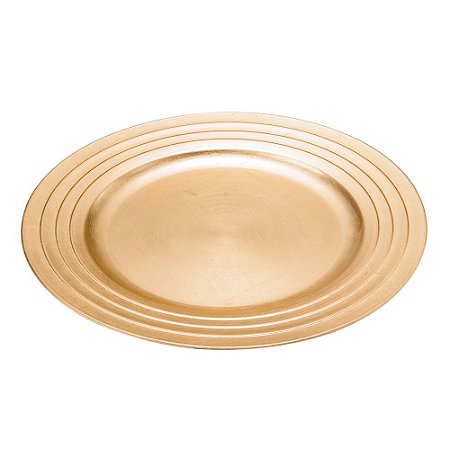 CJ 6 SOUSPLATS DE PLÁSTICO DOURADO 33cm