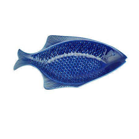 TRAVESSA CERÂMICA PEIXE OCEAN AZUL 37x20cm