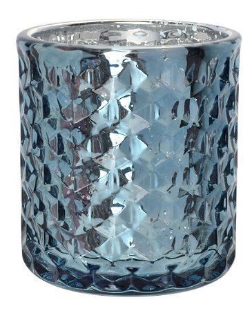 PORTA VELA DIAMOND EM VIDRO D8XA9CM METALICO COR AZUL
