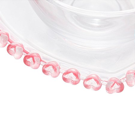 XÍCARA P/CHÁ C/PIRES DE CRISTAL CORAÇÃO BORDA ROSA 170ml