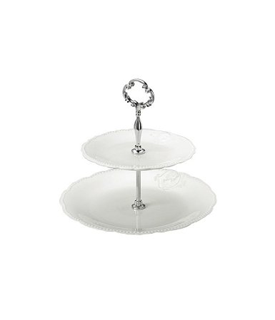 PORTA DOCES 2 ANDARES PORCELANA SUPER WHITE QUEEN 19X26x22