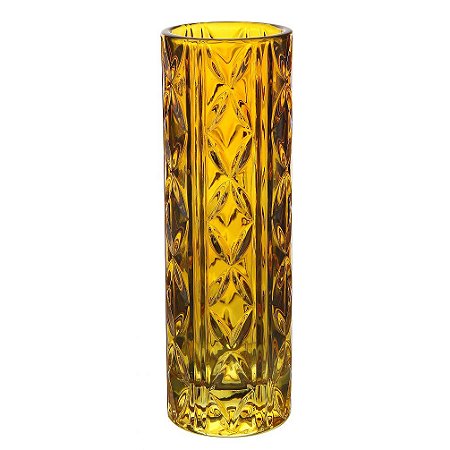 VASO SOLITARIO EM CRISTAL ECOLOGICO D6,5XA20,6CM COR AMBAR