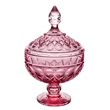 POTICHE DECORATIVA CRISTAL C/PÉ ANGEL ROXO 15x24cm