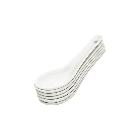 CJ 6 COLHERES P/FINGER FOOD DE PORCELANA BRANCA 12x13x4,5cm