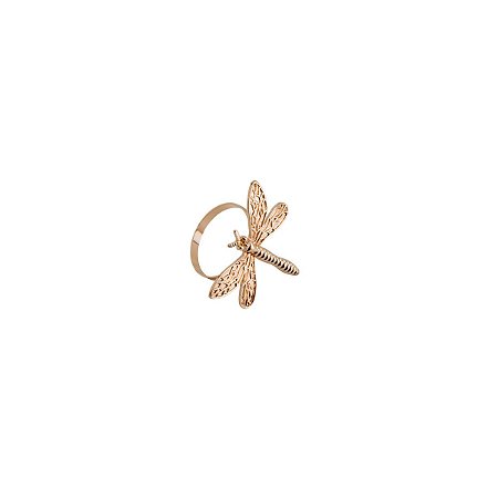 CJ 4 ANÉIS P/GUARDANAPO DE ZAMAC LIBÉLULA DOURADO 5x6x4,5cm