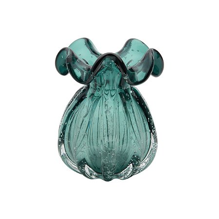 VASO DE VIDRO ITALY VERDE ESMERALDA 13x17cm