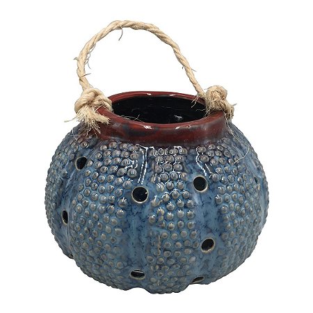 PORTA VELA OURICO DEEP SEA CERAMICA 14,3X14,5X10,8CM AZUL