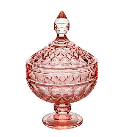 POTICHE DECORATIVA CRISTAL C/PÉ ANGEL ROSA 15x24cm