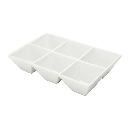 PETISQUEIRA C/6 DIVISÓRIAS  PORCELANA PALMA BRANCA 24x16x4,5