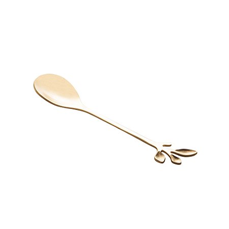 CJ 4 COLHERES AÇO INOX P/CHÁ LEAVES DOURADO