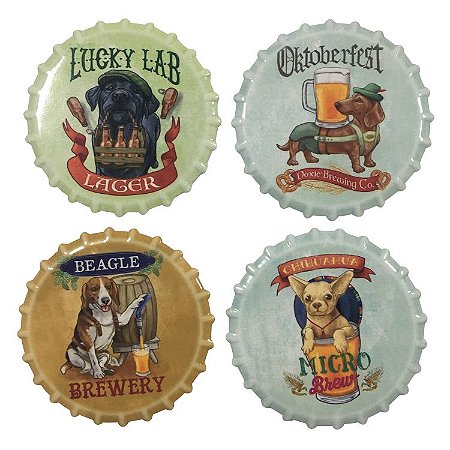 JG DE COASTER DOGS 4 PECAS EM CERAMICA D11CM