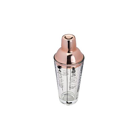 COQUETELEIRA DE VIDRO C/TAMPA DE AÇO INOX ROSÉ COIMBRA 420ml