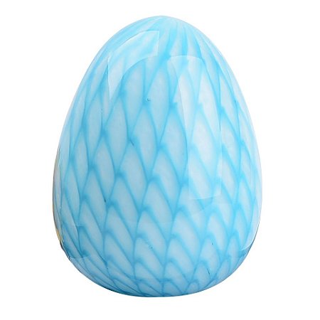 ENFEITE ELIPTICO EM VIDRO D11XA14,5 COR AZUL TURQUESA