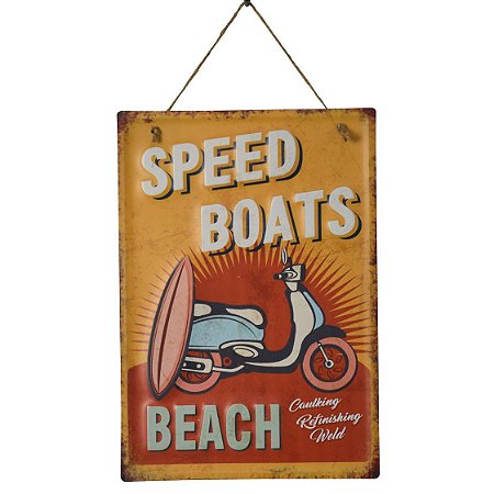 PLACA DECORATIVA BEACH SPEED EM FERRO L28XP0,05XA40CM