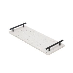 BANDEJA C/ALÇA DE MÁRMORE E FERRO TERRAZZO 40x15x4,5cm