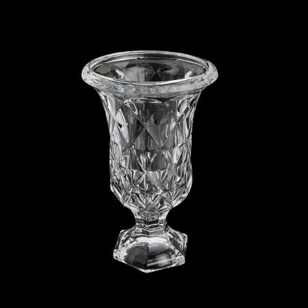 VASO C/PÉ DE VIDRO DIAMOND 15x24cm