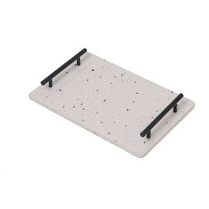 BANDEJA C/ALÇA DE MÁRMORE E FERRO TERRAZZO 30x20x4,5cm