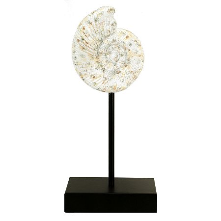 ENFEITE CONCHA ESPIRAL EM RESINA SUPORTE FERRO 12X8,1X24CM