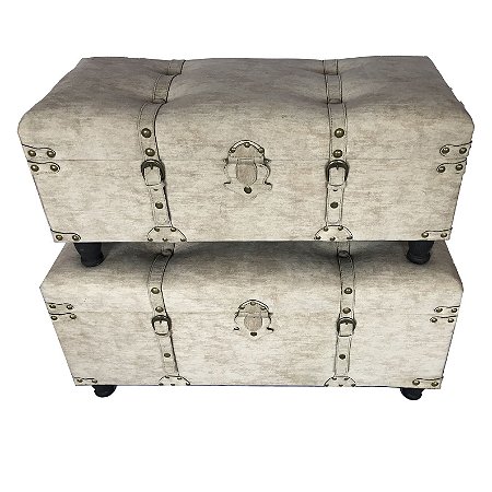 CJ 2 BAUS SOFT EM MADEIRA 90X40X43/80X35X37CM COR BEGE