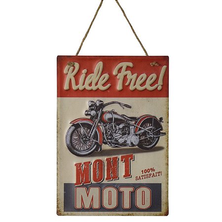PLACA DECORATIVA GARAGE RIDE EM FERRO L28XP0,05XA40CM