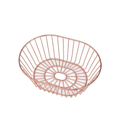 CESTA DE FERRO CROMADO ROSÉ 25x18x9cm