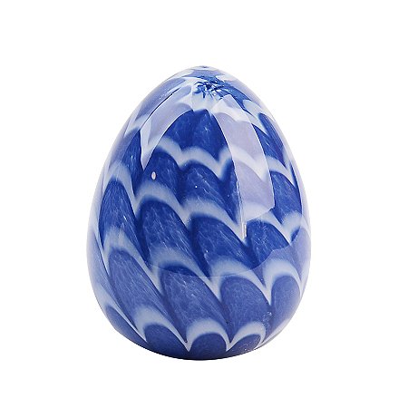 ENFEITE GEO EM VIDRO D7,5XA9,5CM COR AZUL COBALTO