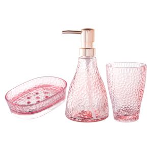 CJ 3PC P/BANHEIRO DE VIDRO ELEGANT ROSA
