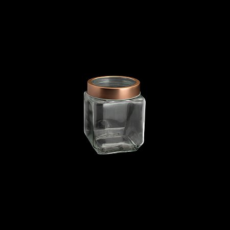POTE VIDRO TRANSPARENTE C/TAMPA DE ACRÍLICO GOLD ROSÉ 1,2l