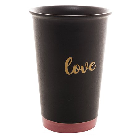 COPO CERÂMICA LOVE PRETO MATT/ROSA 400ml