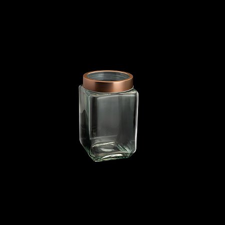 POTE VIDRO TRANSPARENTE C/TAMPA DE ACRÍLICO GOLD ROSÉ 1,7l