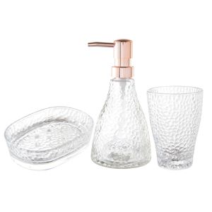 CJ 3PC P/BANHEIRO DE VIDRO ELEGANT ROSÉ DOURADO