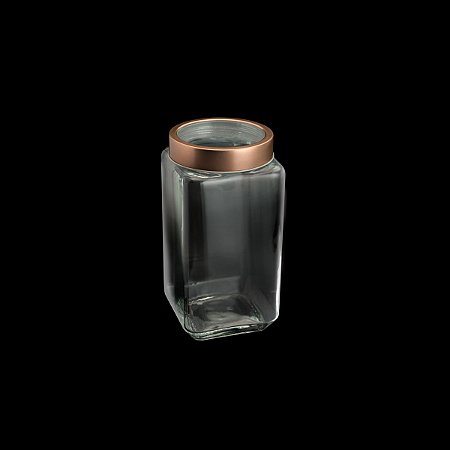 POTE VIDRO TRANSPARENTE C/TAMPA DE ACRÍLICO GOLD ROSÉ 2,2l
