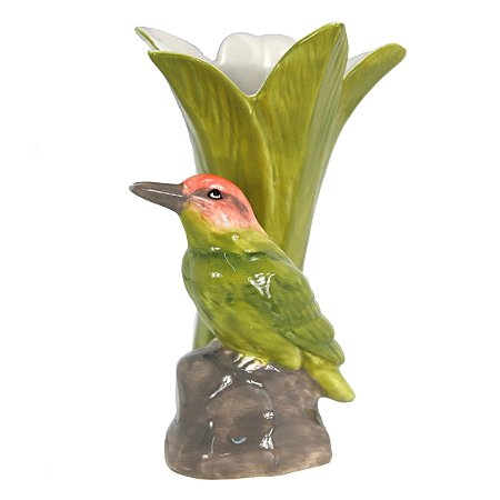 ENFEITE PASSARO VASO EM RESINA L10,3XP8,7XA13,5CM COR VERDE