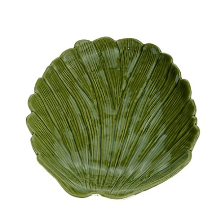 PRATO DECORATIVO DE CERÂMICA BANANA LEAF VERDE 23x20x4cm