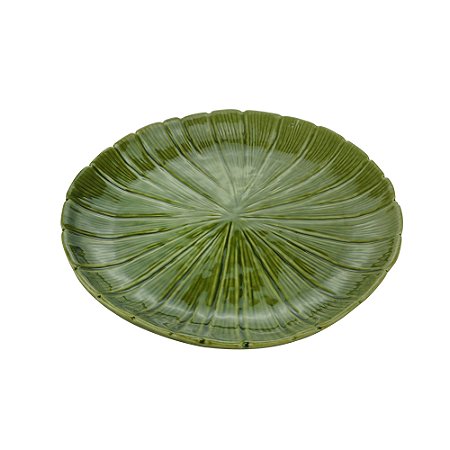 PRATO DECORATIVO DE CERÂMICA BANANA LEAF VERDE 24,5x24,5x3cm