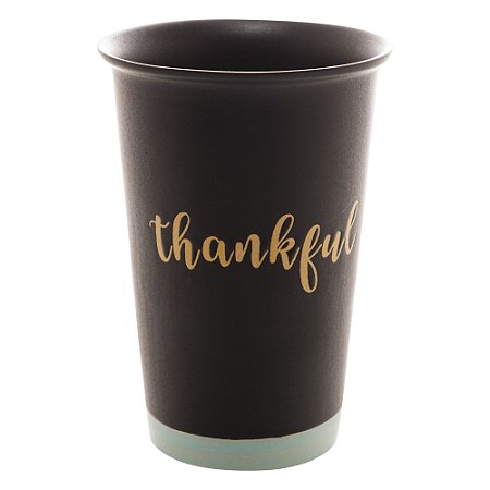 COPO CERÂMICA THANKFUL PRETO MATT/AZUL 400ml