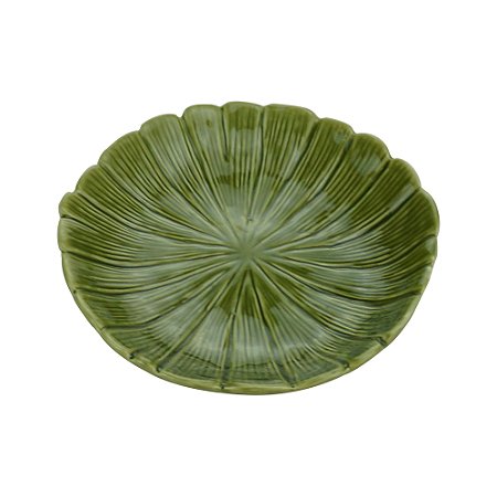 PRATO DECORATIVO DE CERÂMICA BANANA LEAF VERDE 16x16x3cm