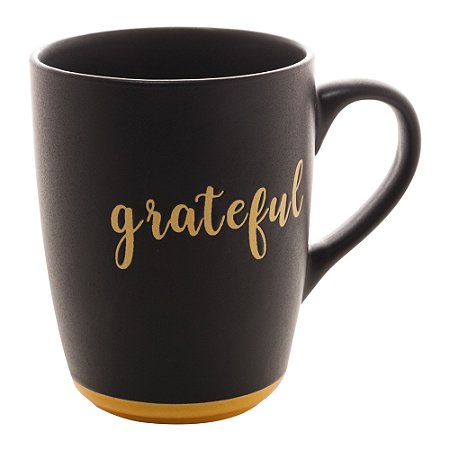 CANECA CERÂMICA GRATEFUL PRETO MATT/AMARELO 340ml