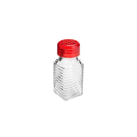 POTE P/ TEMPEROS DE VIDRO TRANSPARENTE C/TAMPA VERMELHA 80ml