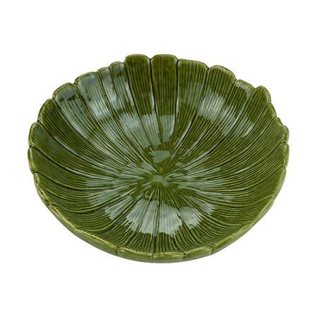 CENTRO DE MESA DE CERÂMICA BANANA LEAF VERDE 25x25x8,5cm