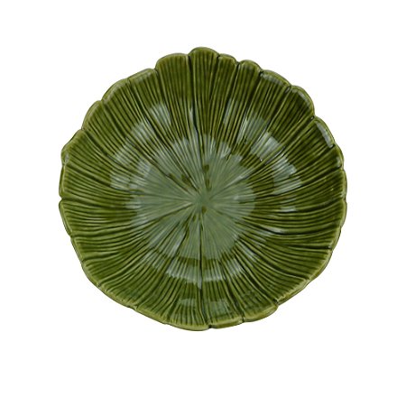 CENTRO DE MESA DE CERÂMICA BANANA LEAF VERDE 20x20x7cm