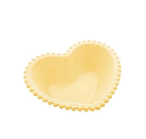SALADEIRA PORCELANA CORAÇÃO BEADS AMARELO 21x18x6cm