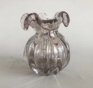 VASO DE VIDRO ITALY ROSA CLARO E DOURADO 13x17cm