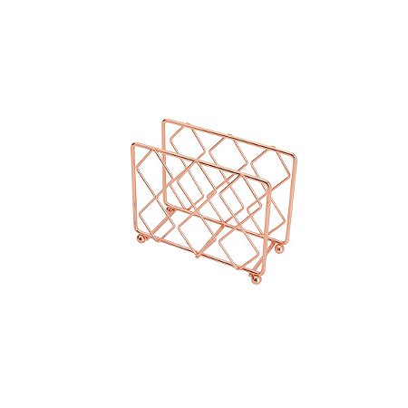 PORTA GUARDANAPOS DE FERRO CROMADO ROSÉ 13,5x5x11cm