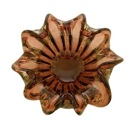 CENTRO DE MESA DE VIDRO ITALY PÚRPURA E ROSÉ 21x10cm