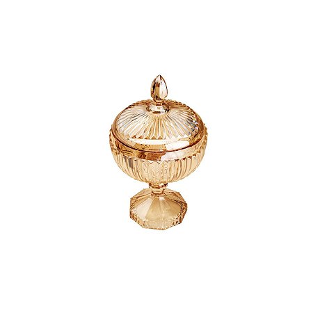 POTICHE DE CRISTAL C/PÉ ÂMBAR ELISABETH 15x26cm